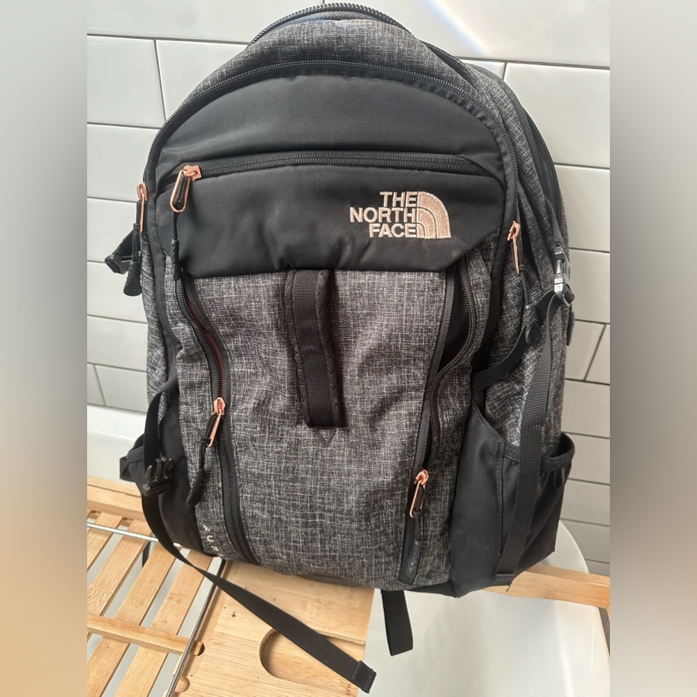Northface Surge Backpack | Black & Rose Gold Laptop